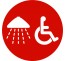 Plaque porte ronde douche handicapé rouge